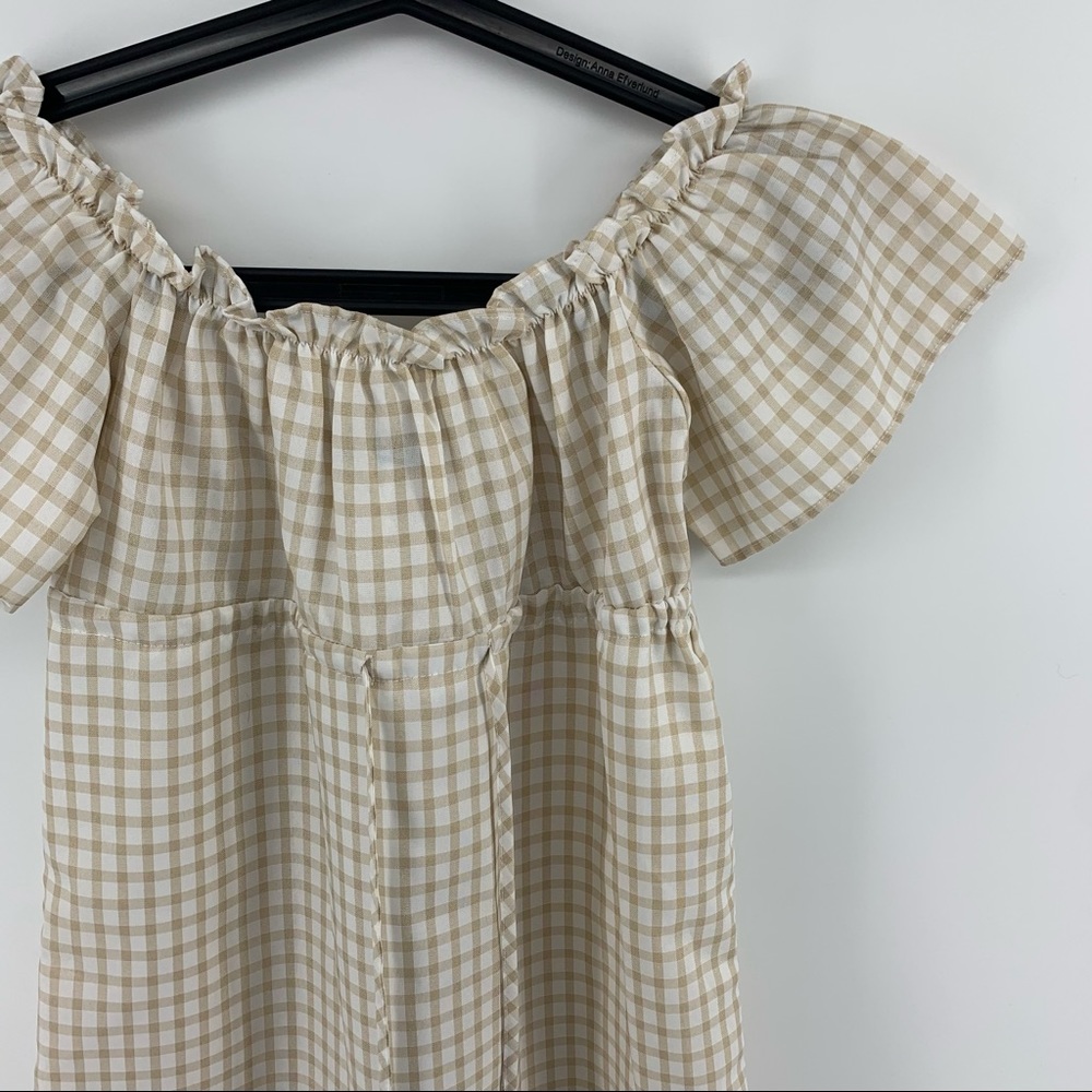 Fashion Union Plaid Dress Off Shoulder Mini - Picture 2 of 8